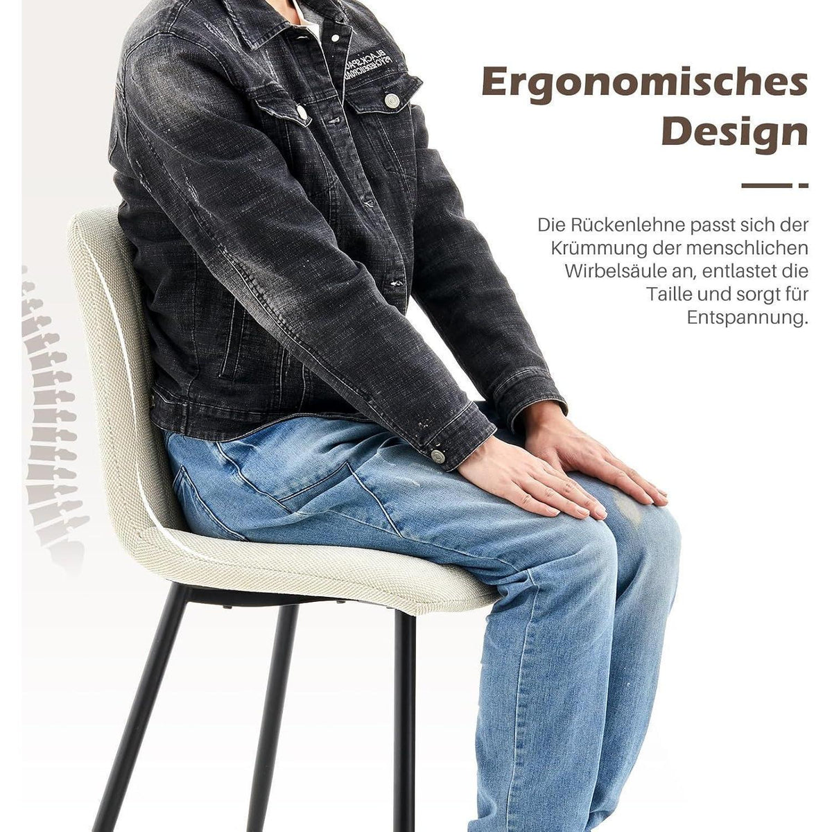 Ergonomische Esszimmerstühle (2er Set, Creme)