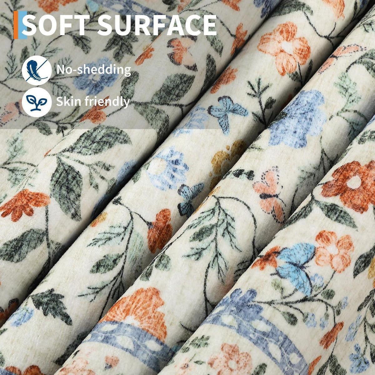 Waschbarer Teppich Floral Grün 140x200 cm – Rutschfest & Pflegeleicht