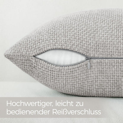 2x Kissenbezug 30x50 Hellgrau Chenille - Weiche Dekokissen