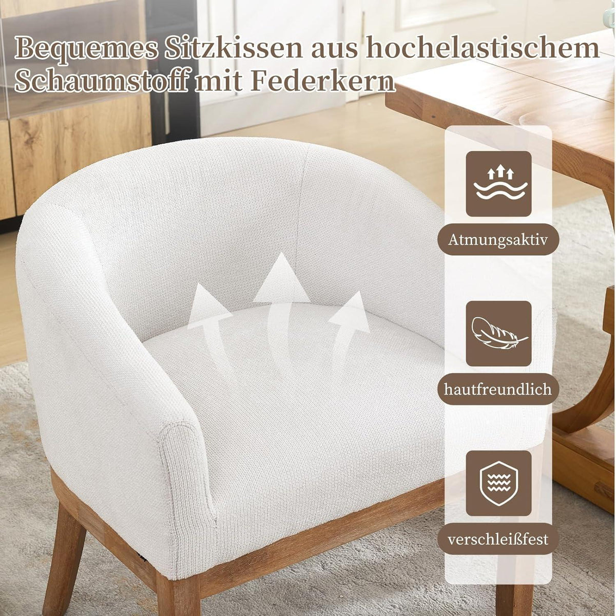 Mid Century Esszimmerstühle 2er Set mit Armlehnen, Beige
