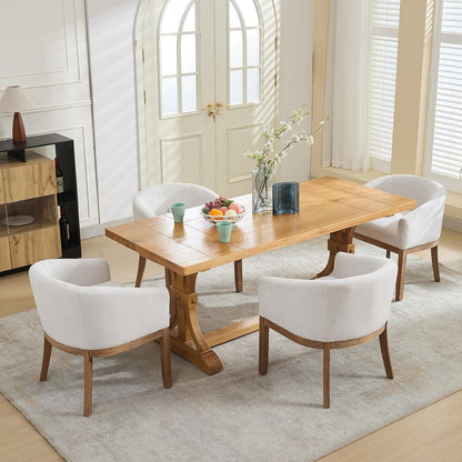 Esszimmerstühle 6er Set mit Armlehnen, Beige Leinenstoff