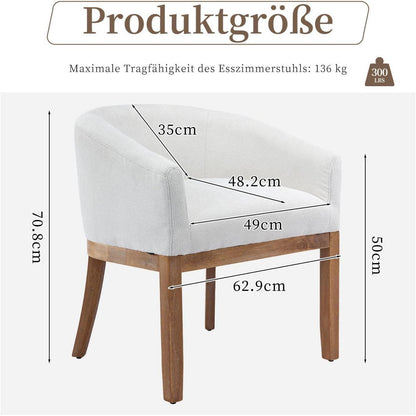 Esszimmerstühle 6er Set mit Armlehnen, Beige Leinenstoff