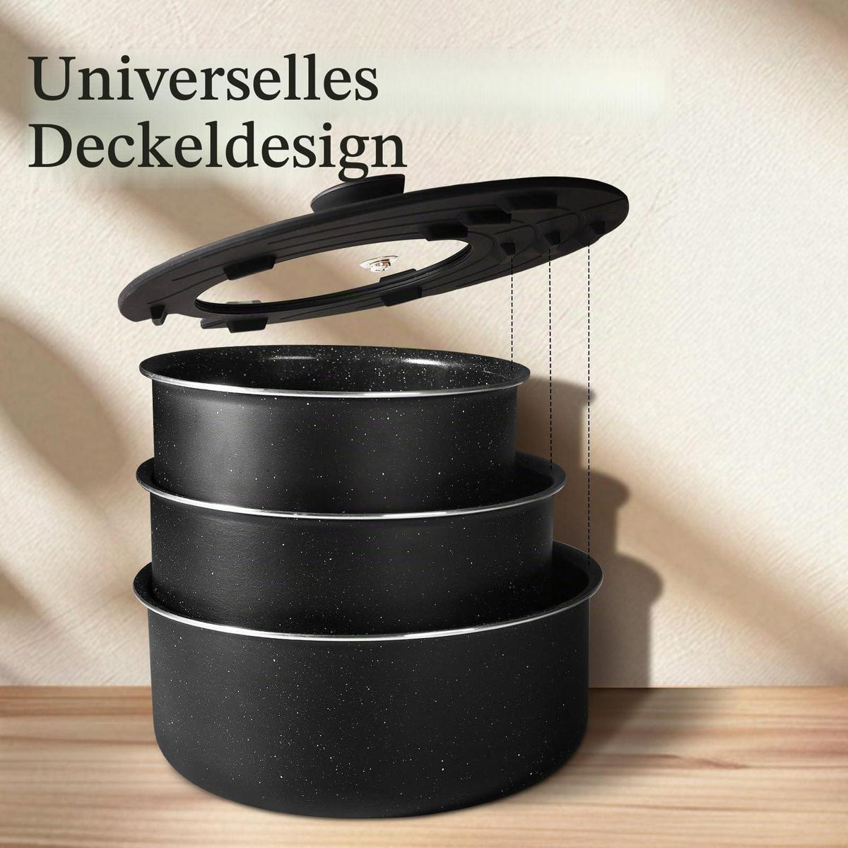 Keramik Topfset Induktion 16/18/20cm – 7-teilig mit Griff