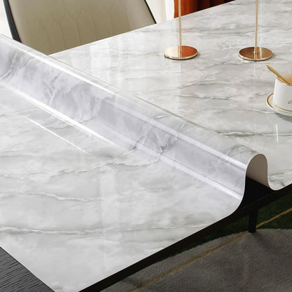 PVC Tischdecke wasserdicht Weiß Jade Marmor 90x180 cm
