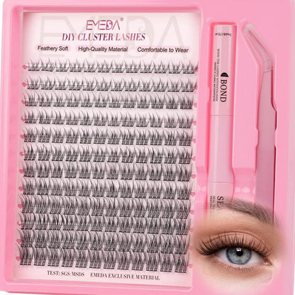 Natürliche Wimpern-Cluster Set mit Bond, Seal & Pinzette