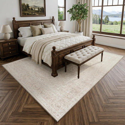 Waschbarer Vintage Teppich Beige 160x230 cm