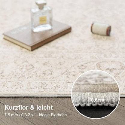 Waschbarer Vintage Teppich Beige 160x230 cm