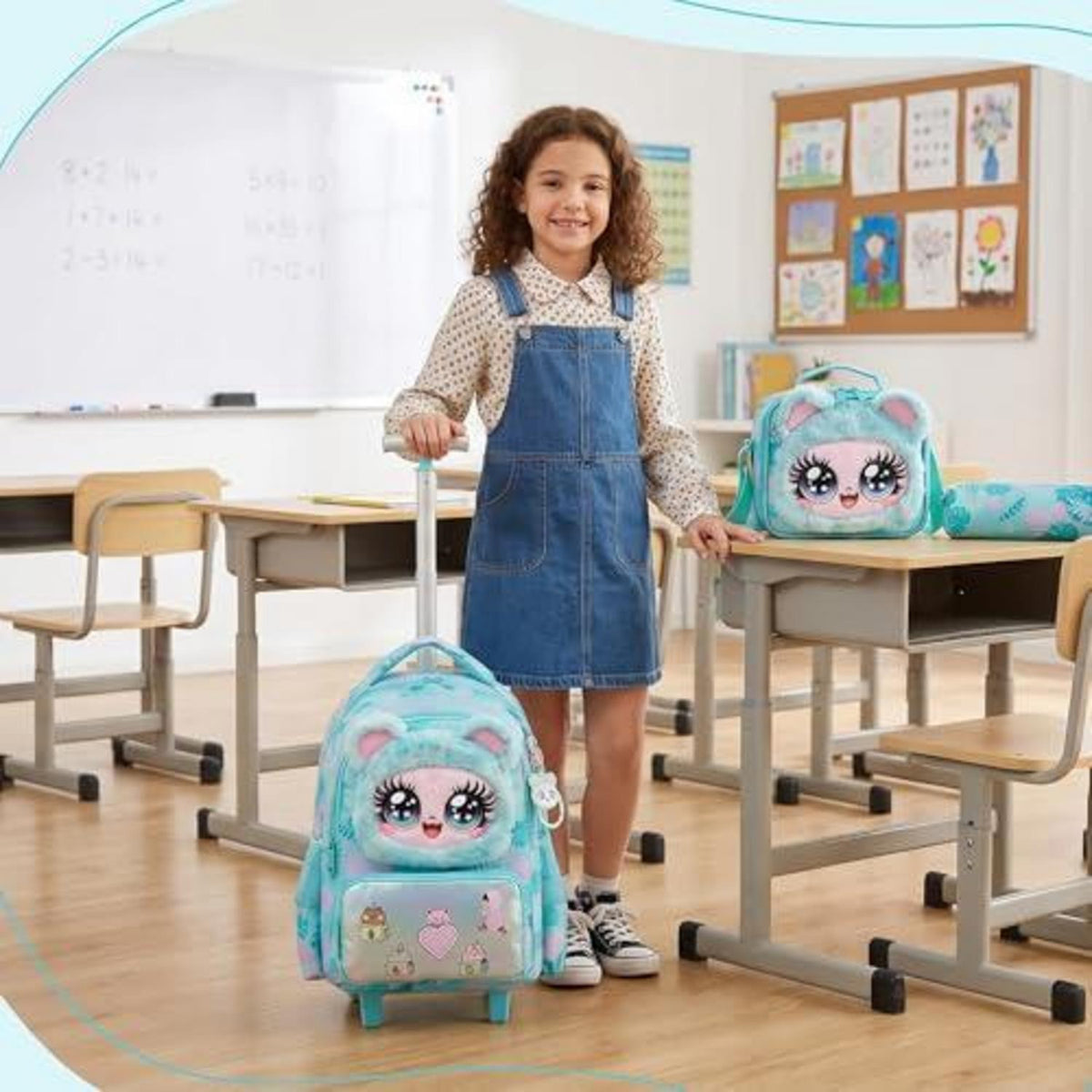 Schulrucksack Trolley Mädchen B-Grün – Ergonomischer Schulranzen mit Rollen