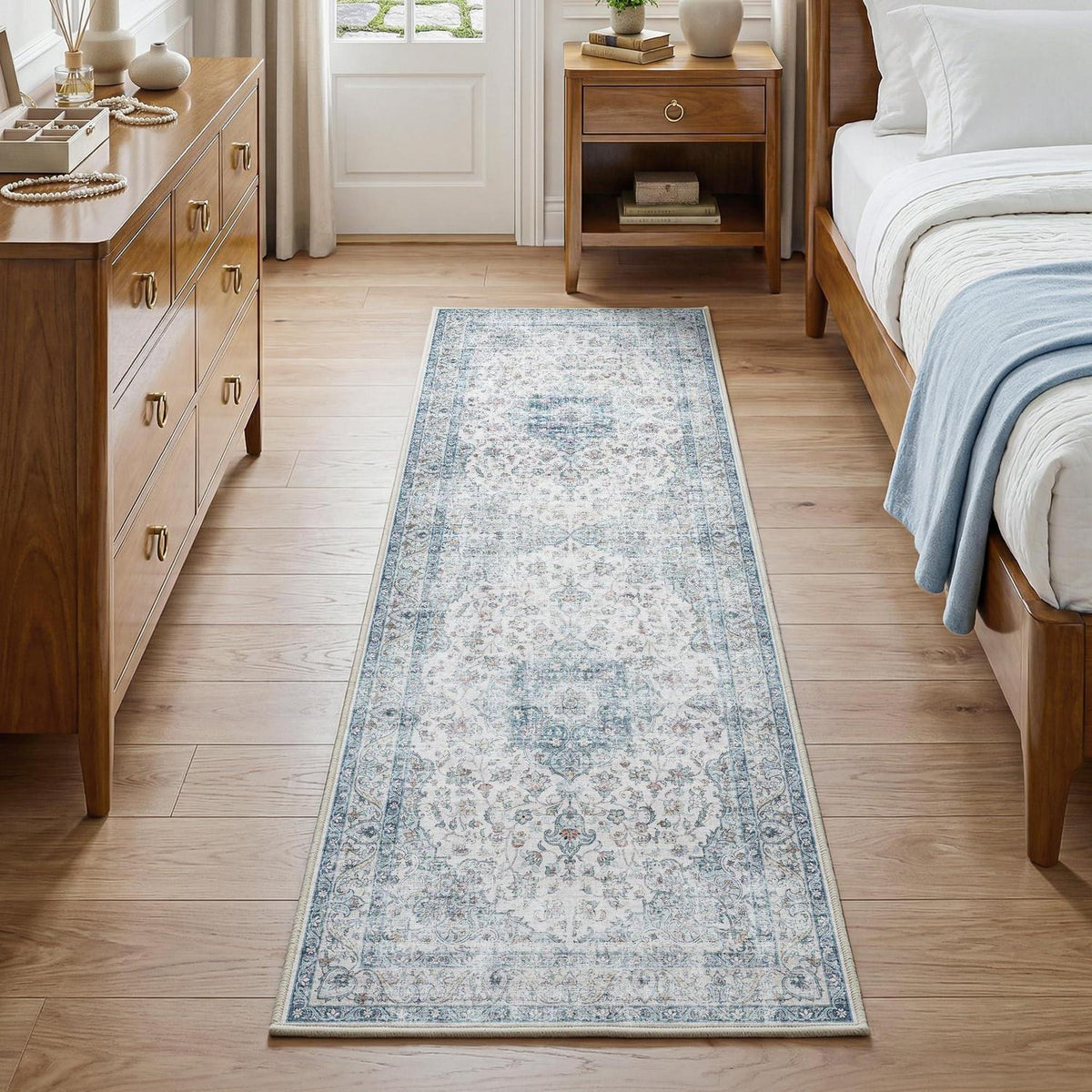 Waschbarer Läufer Blau Vintage 60x180 cm – Küchenteppich