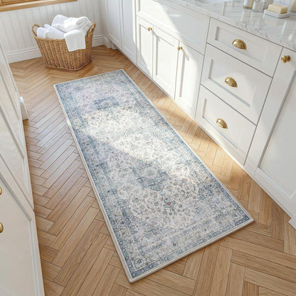Waschbarer Läufer Blau Vintage 60x180 cm – Küchenteppich