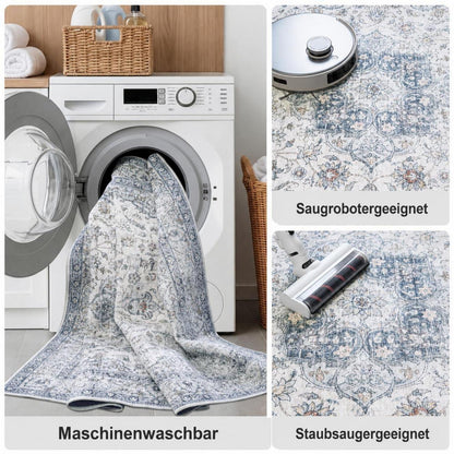 Waschbarer Läufer Blau Vintage 60x180 cm – Küchenteppich