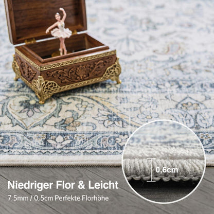 Waschbarer Läufer Blau Vintage 60x180 cm – Küchenteppich