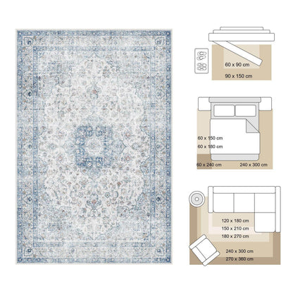 Waschbarer Läufer Blau Vintage 60x180 cm – Küchenteppich