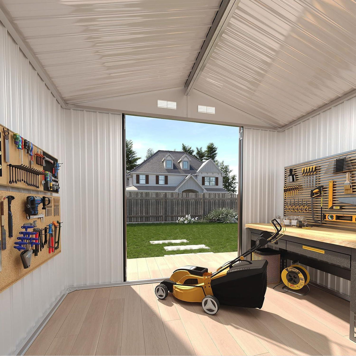 Großes Metallgerätehaus 235x171 cm – Wetterfest & Abschließbar