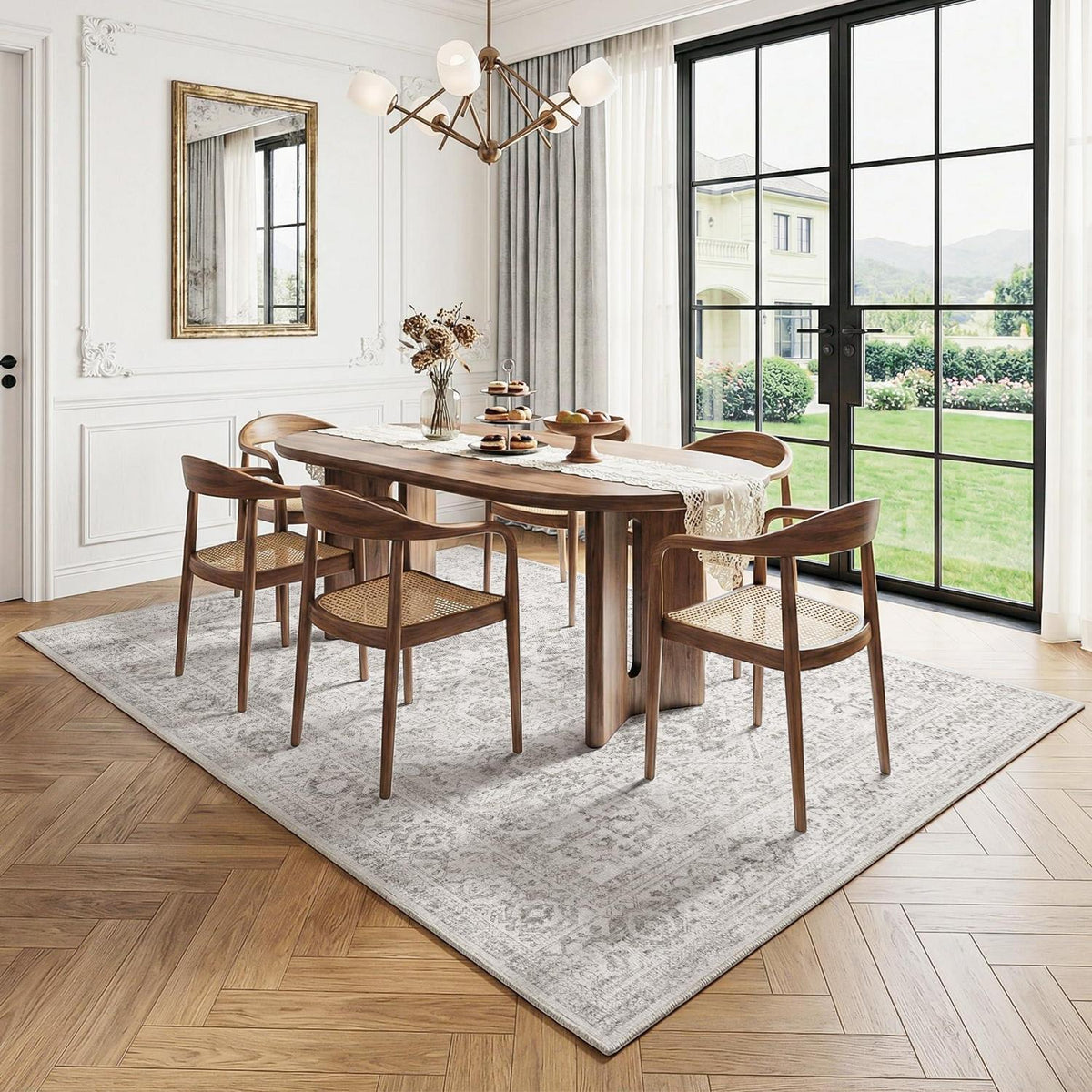 Waschbarer Vintage Teppich Grau 160x230 cm