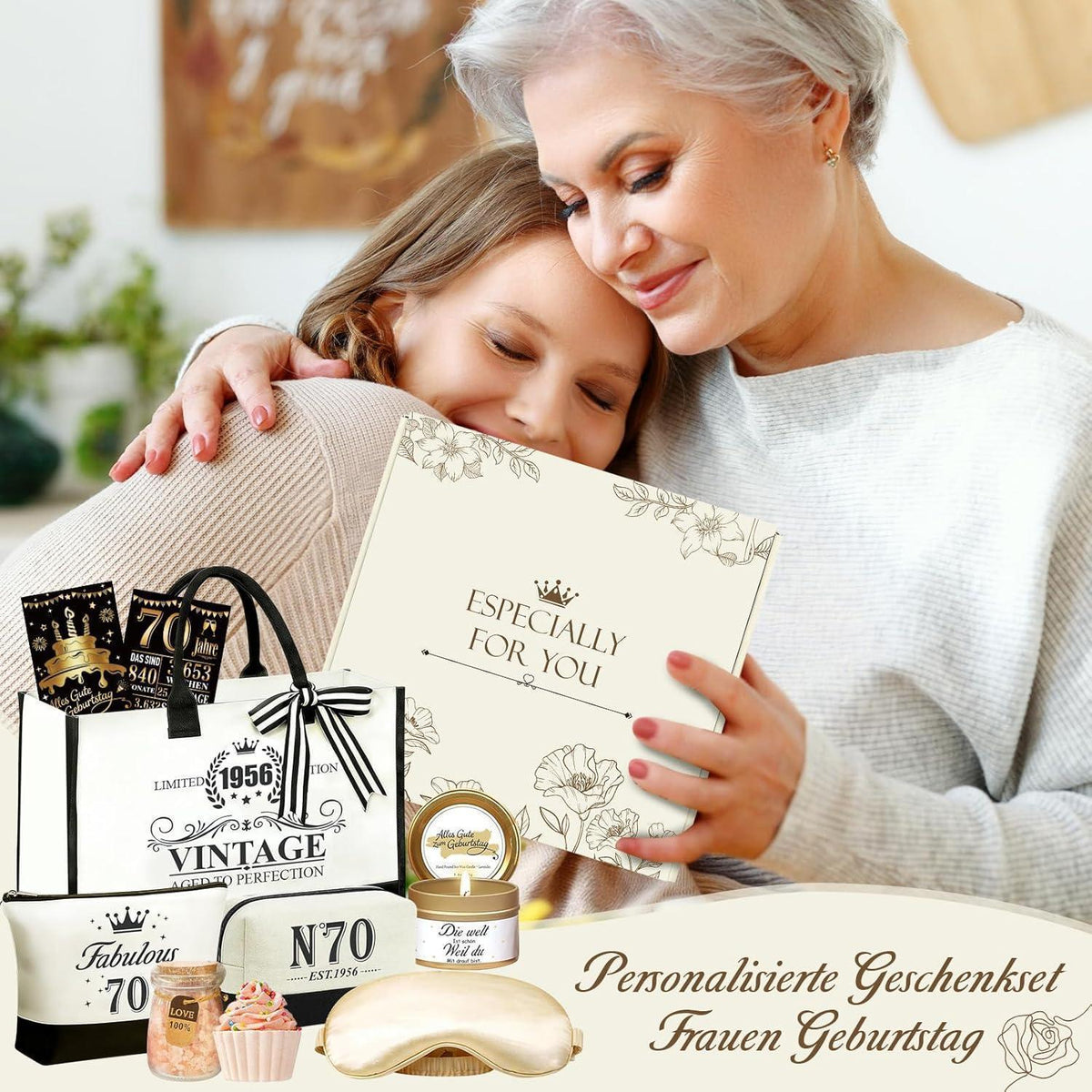 70. Geburtstag Geschenk für Frau – Vintage 1956 Set mit Kerze