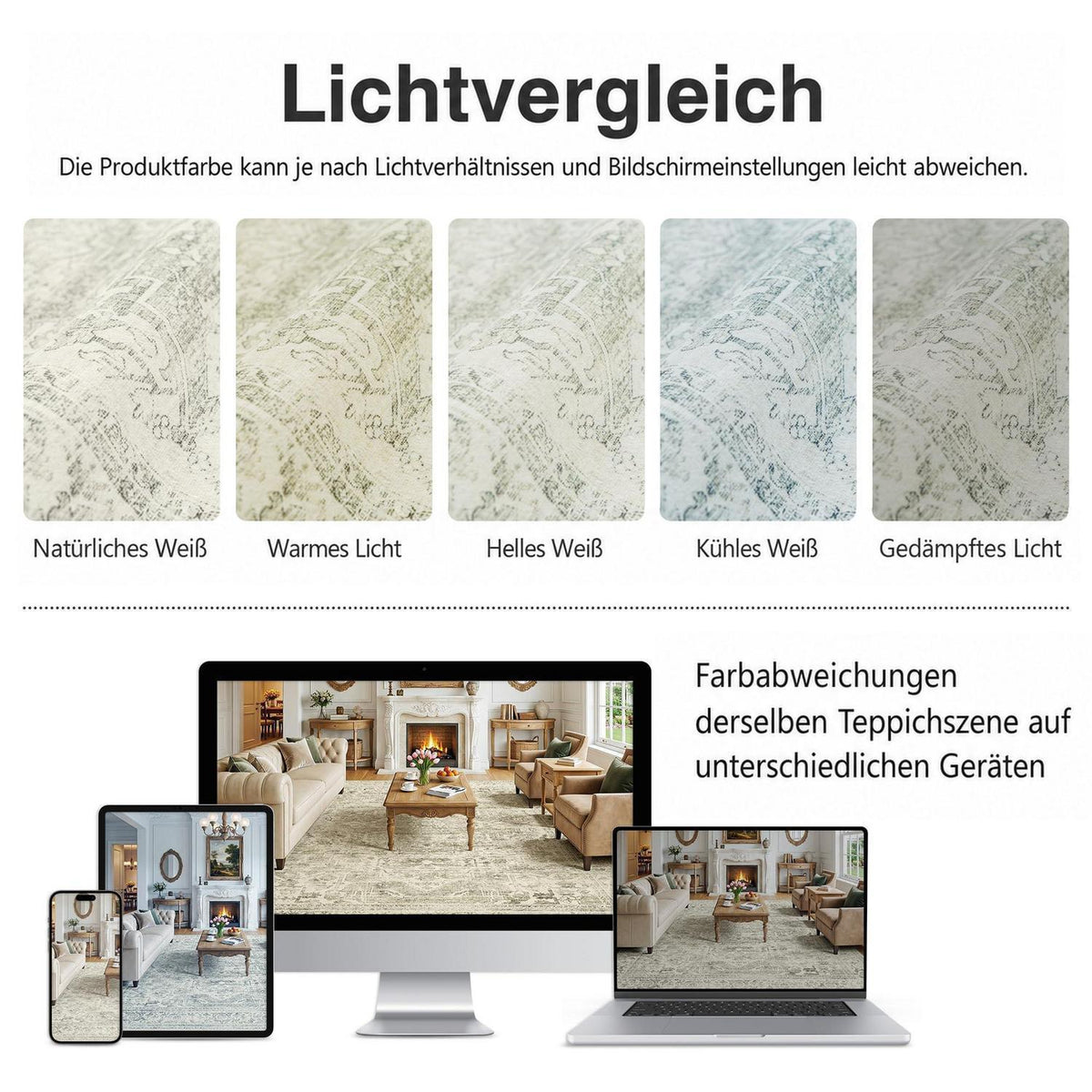 Waschbarer Vintage Teppich Grün 200x300 cm