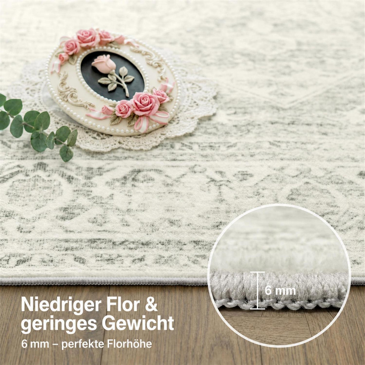 Waschbarer Vintage Teppich Grün 160x230 cm