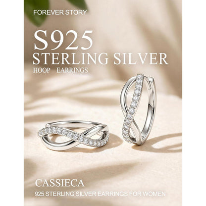 Silber 925 Creolen Infinity CZ – Große, leichte Damen Ohrringe