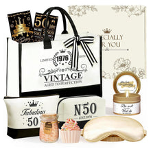 50. Geburtstag Geschenk Frau - 9tlg. Wellness Set mit Vintage Tasche