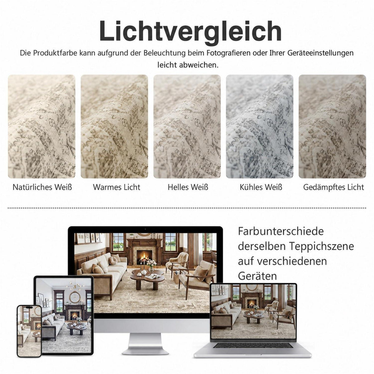 Waschbarer Vintage Teppich Braun 200x300 cm – Wohnzimmer Schlafzimmer