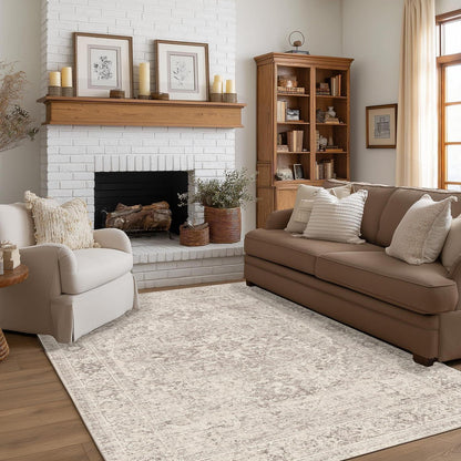Waschbarer Vintage Teppich Beige 160x230 cm