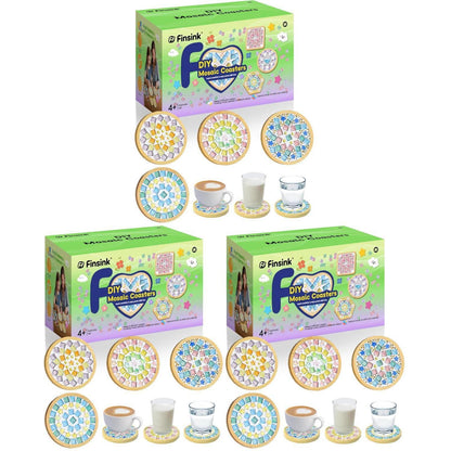 Mosaik Bastelset Kinder – 4 Sets DIY Untersetzer mit Steinen