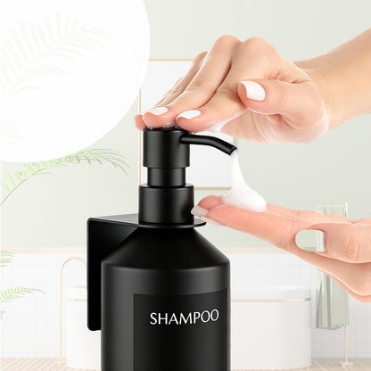 Bohrfrei Seifenspender Set Schwarz | Wand & Stand | 500ml