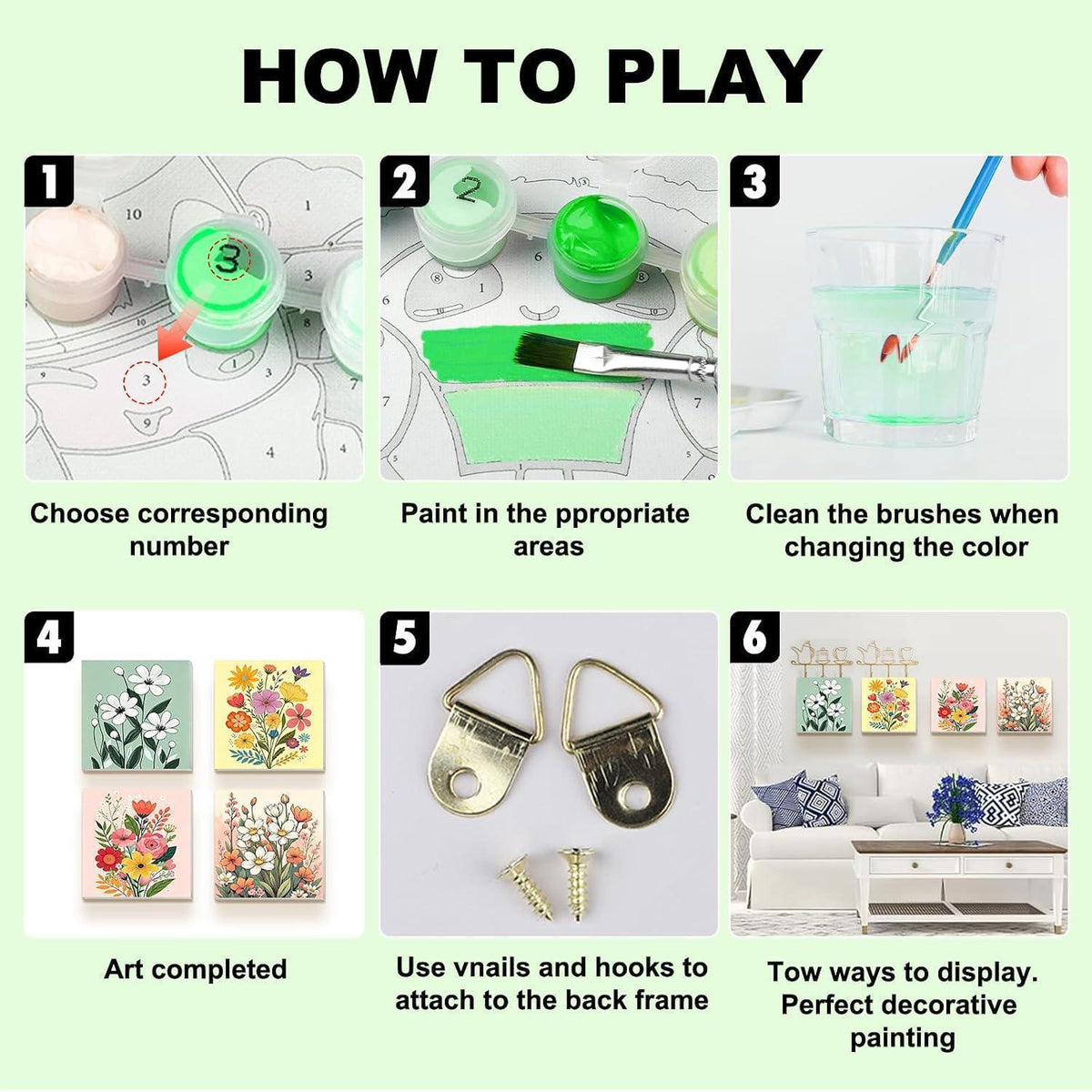 Malen nach Zahlen Set Kinder mit Rahmen – 4er Pack