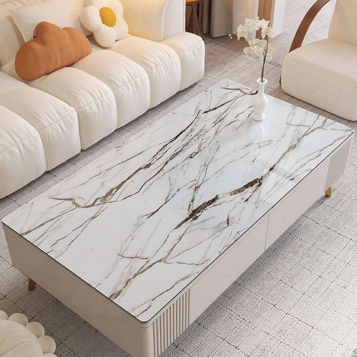 PVC Tischdecke Weiß Marmor 90x180cm - Wasserdicht & Robust