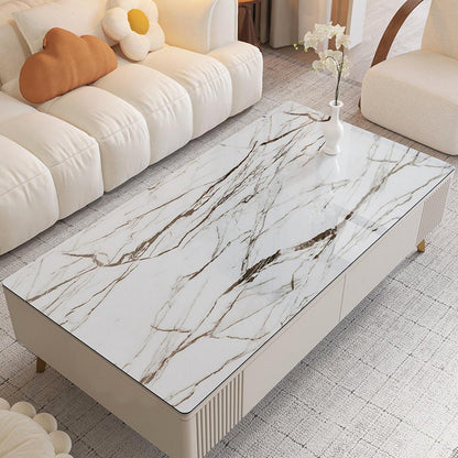 PVC Tischdecke Weiß Marmor 85x180cm - Wasserdicht & Robust