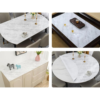 PVC Tischdecke Weiß Marmor 85x180cm - Wasserdicht & Robust