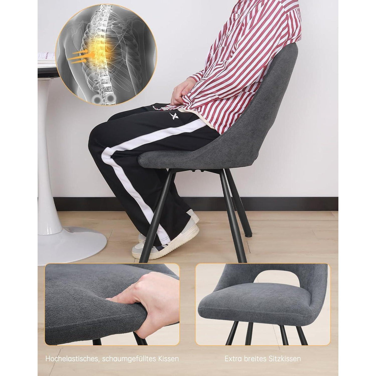 Drehbarer Esszimmerstuhl Set |, Ergonomisch, Dunkelgrau