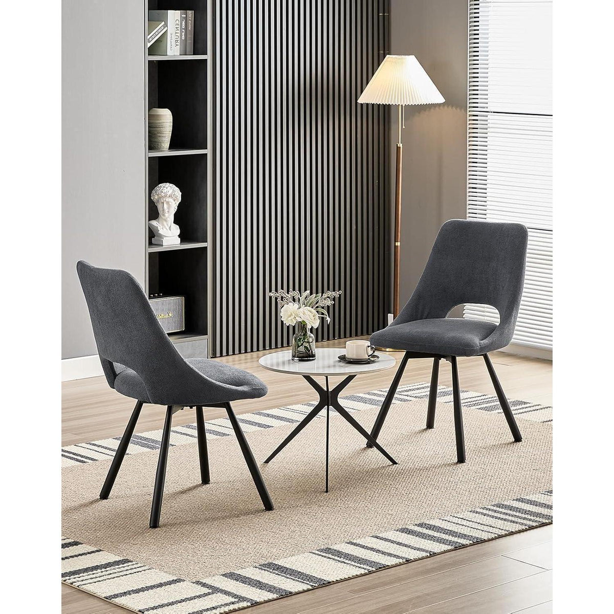 Drehbarer Esszimmerstuhl Set |, Ergonomisch, Dunkelgrau