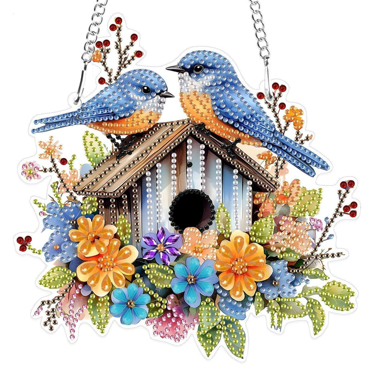 5D Diamantmalerei Anhänger Blumen & Vogel – DIY Bastelset