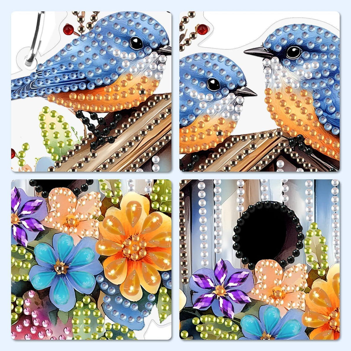 5D Diamantmalerei Anhänger Blumen & Vogel – DIY Bastelset