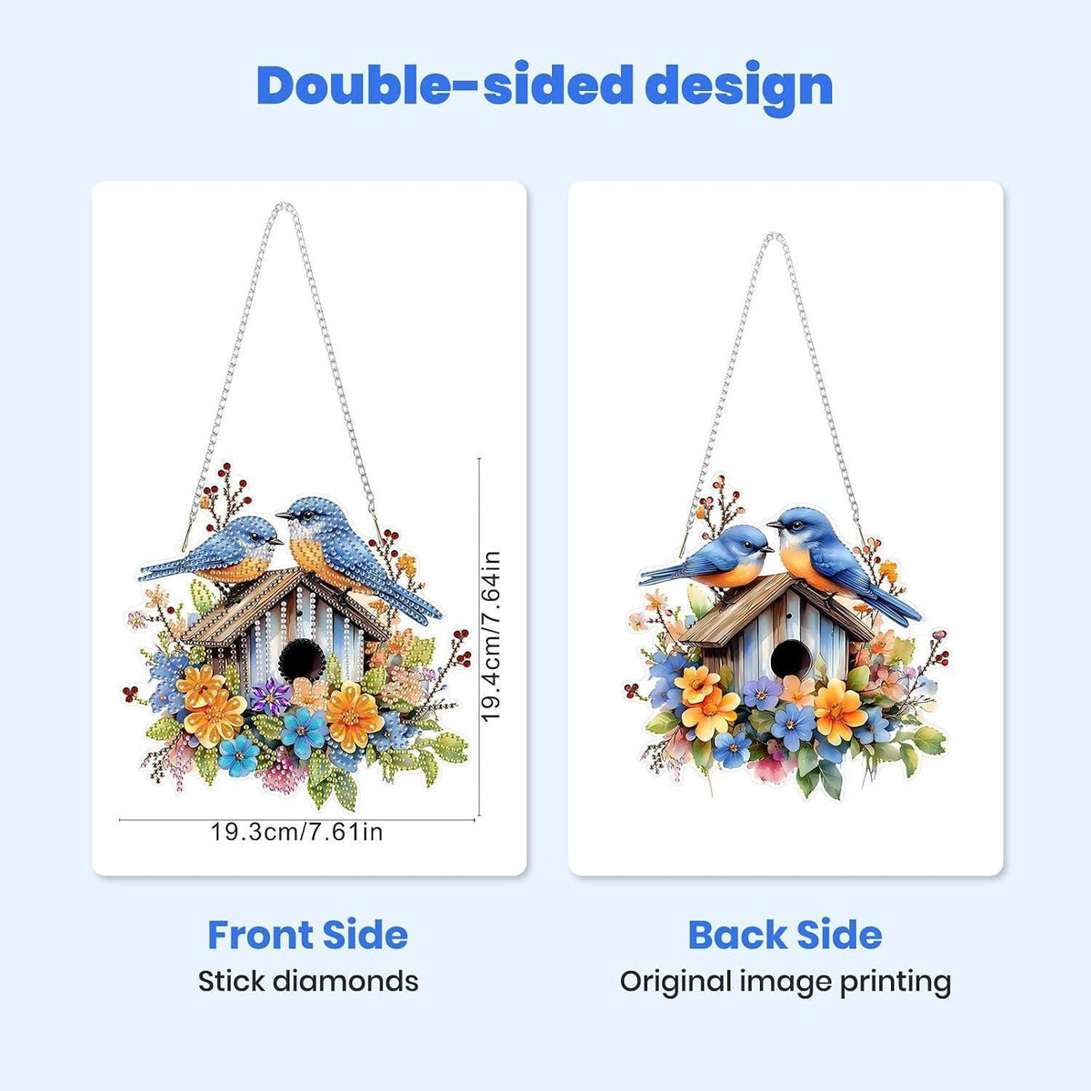 5D Diamantmalerei Anhänger Blumen & Vogel – DIY Bastelset
