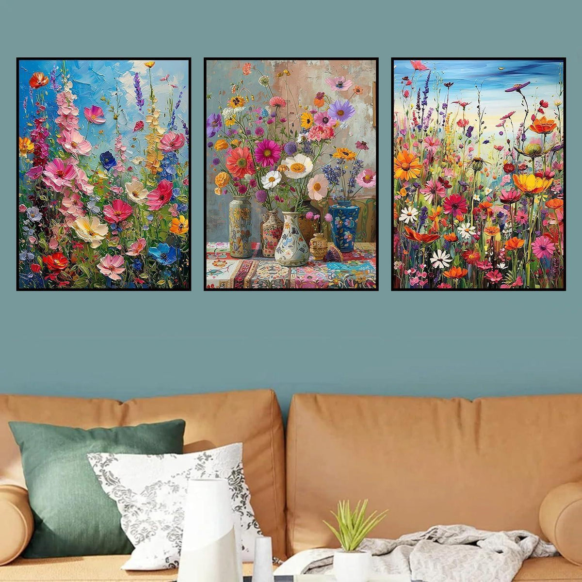 Diamond Painting Set 3er Blumen 5D für Erwachsene 30x40 cm