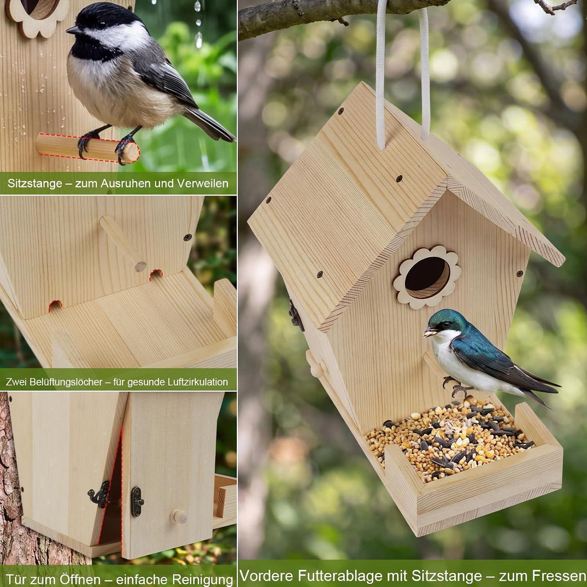 Vogelhaus Bausatz Holz zum Bemalen – Nistkasten & Futterstation