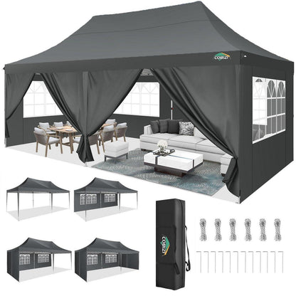 3x6m Faltpavillon mit 6 Seitenteilen – Wasserdicht & Stabil
