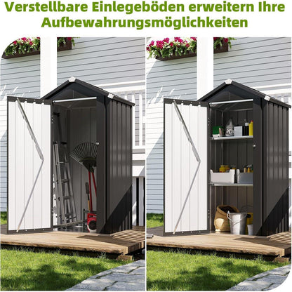 Metall Gartenschuppen 88x69x160cm mit Boden & Einlegeböden