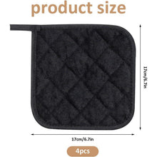 Topflappen Set 4er Schwarz Baumwolle – Hitzebeständig & Waschbar