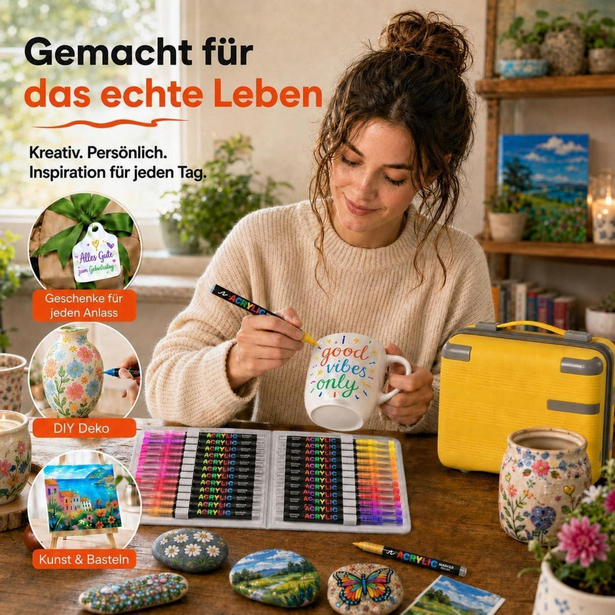 Acrylstifte Set 360 Farben – Wasserfest & Vielseitig