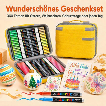 Acrylstifte Set 360 Farben – Wasserfest & Vielseitig