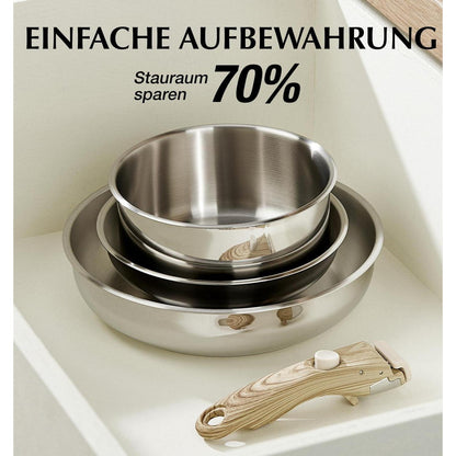 Edelstahl Topfset 7-teilig mit abnehmbarem Griff