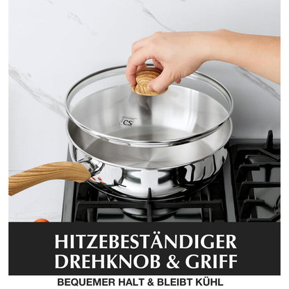 12-teiliges Edelstahl Kochset mit Tri-Ply Boden