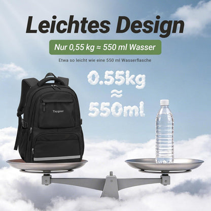 Schulrucksack Teenager Schwarz 15.6" Laptopfach & Wasserabweisend
