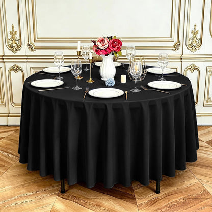 10x Runde Tischdecke Schwarz – 228 cm, Waschbar