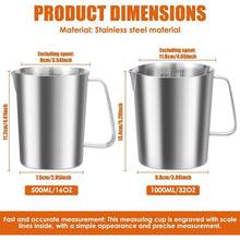 2er Messbecher Edelstahl 1L & 500ml mit V-Ausguss