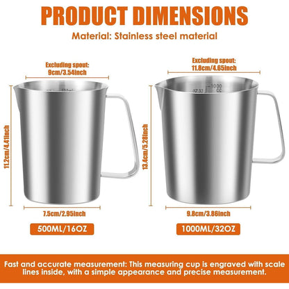 2er Messbecher Edelstahl 1L & 500ml mit V-Ausguss